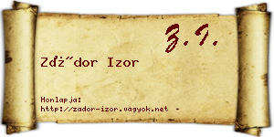 Zádor Izor névjegykártya